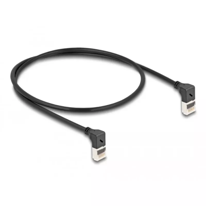 Netwerkkabel DeLOCK RJ45 Cat.6A S/FTP slank 90° omhoog 0,5 m zwart