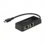 DeLOCK 63927 USB-C naar 2x Gigabit LAN-adapter, zwart