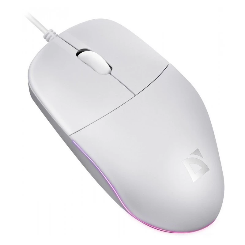 Bedrade muis DEFENDER AZORA MB-24 — ambidextreuze optische USB-muis, 1200 dpi, 3 resolutiemodi, wit, 109×86×34 mm