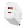 Wandlader Baseus Compact 1x USB-A + 1x USB-C 3A, compacte reisadapter