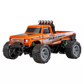 Radiografisch bestuurde monstertruck Amewi DieCast 1:64 RTR oranje, metalen behuizing, ready-to-run