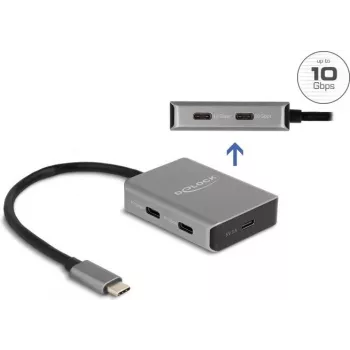 USB Type-C-hub DeLOCK 64249 10000 Mbit/s zwart grijs
