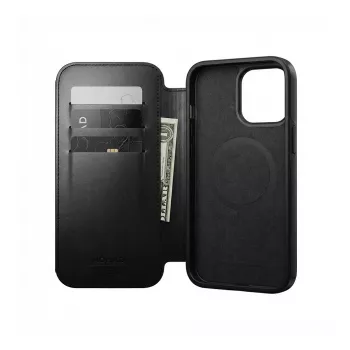 Folio Case Nomad Modern Leather voor iPhone 17 Pro Max MagSafe — Horween-leer, zwart