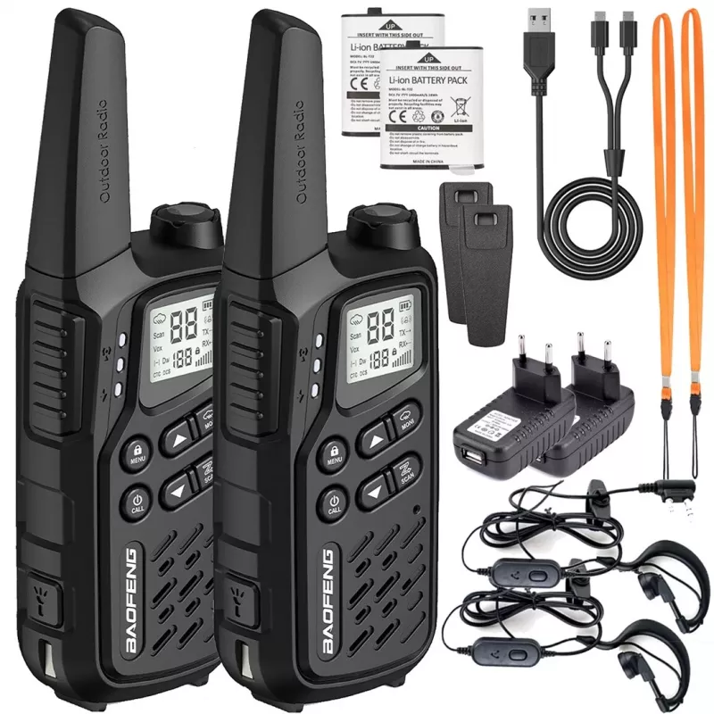Walkietalkie Baofeng BF-T25E zwart, 2 stuks