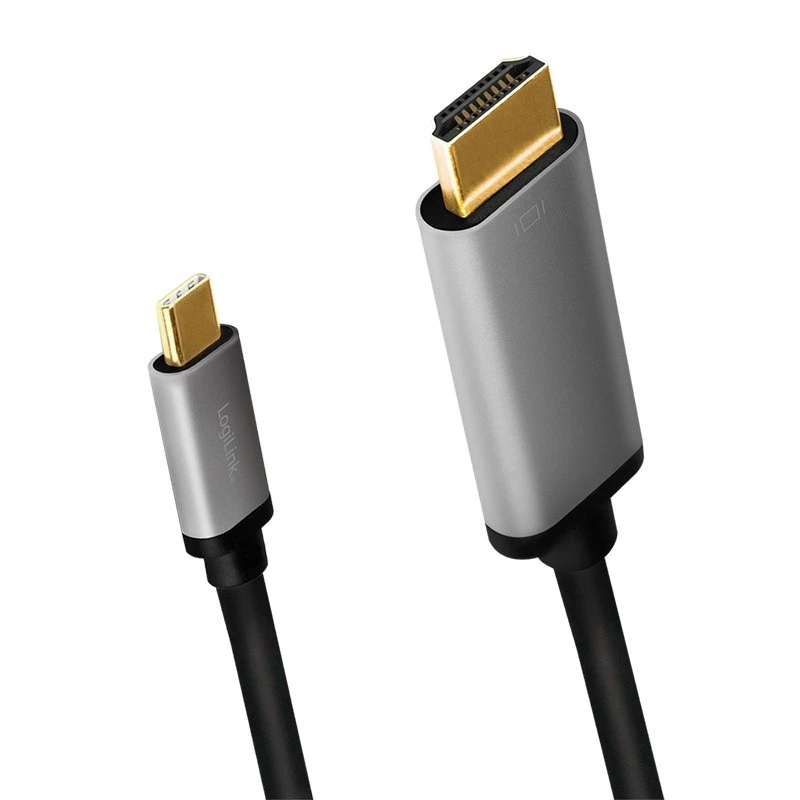 LogiLink CUA0101 USB 3.2 Gen1 Type-C naar HDMI-A kabel 1,8 m zwart grijs