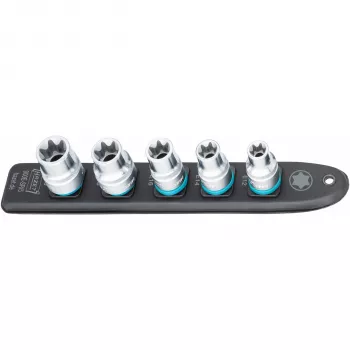 Dopsleutelset Hazet 900E-SR/5 — 1/2 inch aandrijving TORX E12–E20 korte dopsleutelinzetstukken