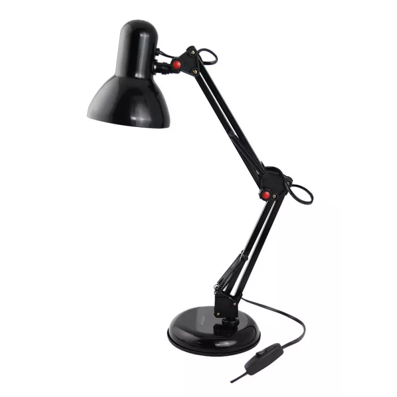 Tafellamp ESPERANZA AVIOR E27 12W LED, zwart, in hoogte verstelbaar, flexibele arm, E27-fitting
