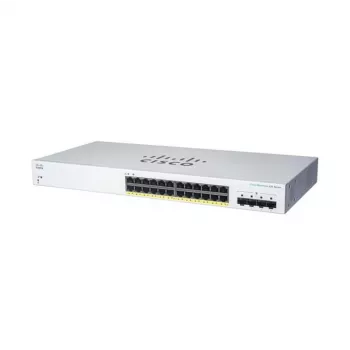 Managed L2 Gigabit PoE-switch Cisco CBS220-24FP-4G — 24x Gigabit RJ-45, PoE, 56 Gbit/s, MAC 8192, rackmontage