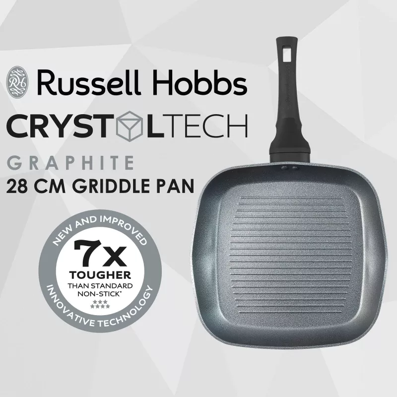 Griddle Russell Hobbs RH01861EU7 28 cm Crystaltech – antiaanbaklaag bakplaat, platte grillpan