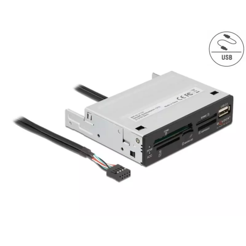 DeLOCK 91708 kaartlezer USB 2.0 intern zwart grijs CF SD MicroSD