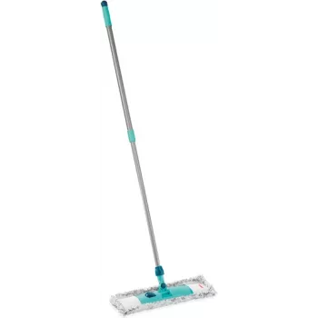 Leifheit mop 55210 microvezel grijs turquoise – platte microvezelmop voor de vloerreiniging