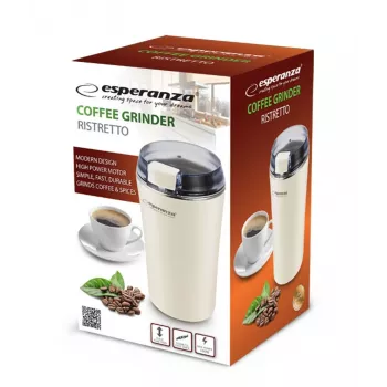 Koffiemolen met RVS-mes ESPERANZA EKC008W, 160 W, 70 g capaciteit, 8,7 cm diameter, 17 cm hoogte, wit