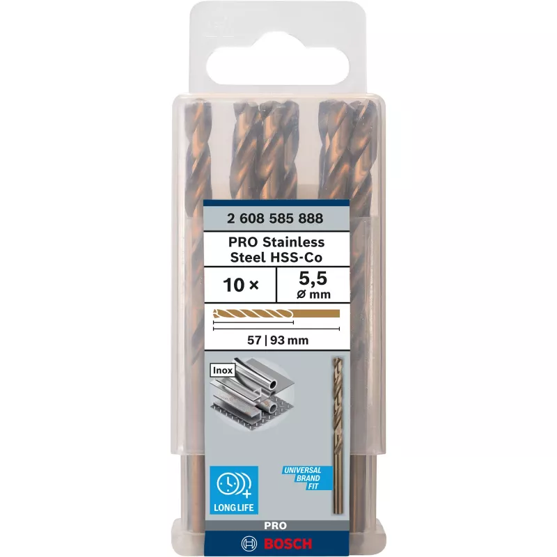 Bosch PRO Stainless Steel HSS-Co spiraalboor, Ø 5,5 mm, 10 stuks