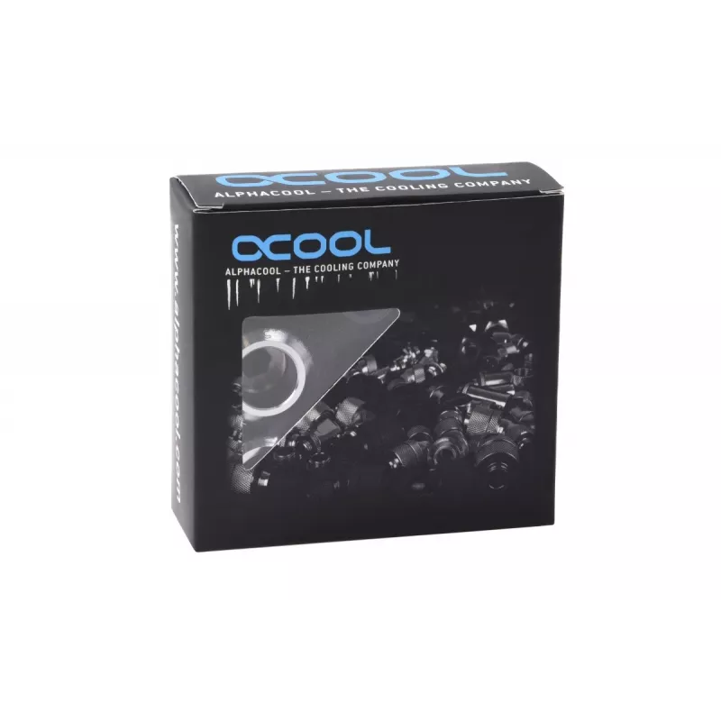Fitting-kit Alphacool 17474 — messing-chroom aansluitingen, Ø 22 mm, hoogte 20 mm