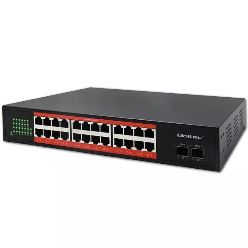 Netwerkswitch QOLTEC Gigabit Ethernet PoE 24xRJ45 2xSFP