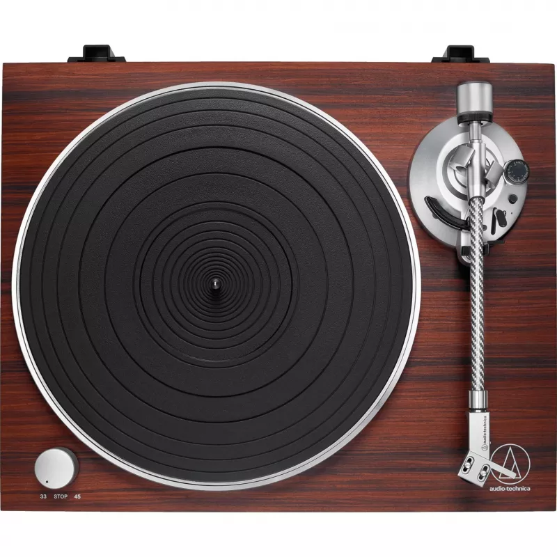 Riemgedreven audioplatenspeler Audio-Technica AT-LPW50BTRW bruin handmatig