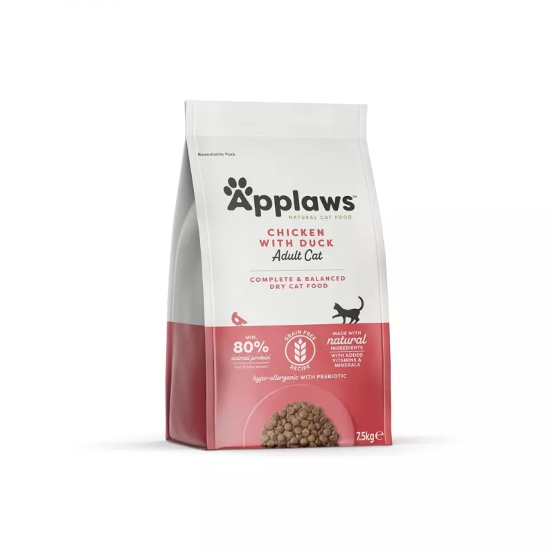 APPLAWS kip met eend - droogvoer voor katten - 7,5 kg