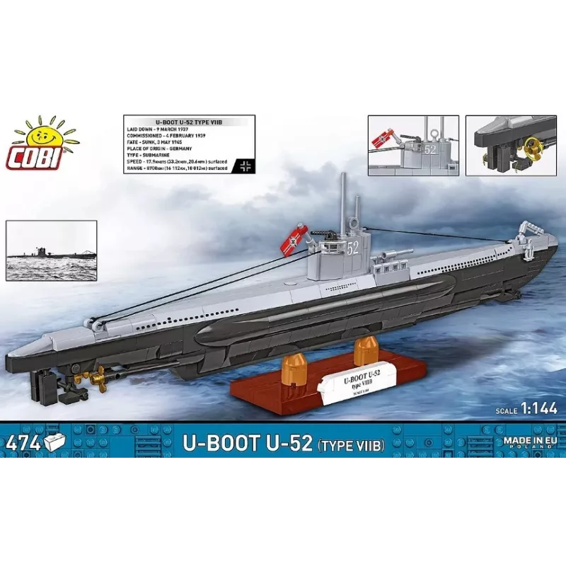 Bouwset Cobi U-boot U-52 – modelbouwset met 474 onderdelen