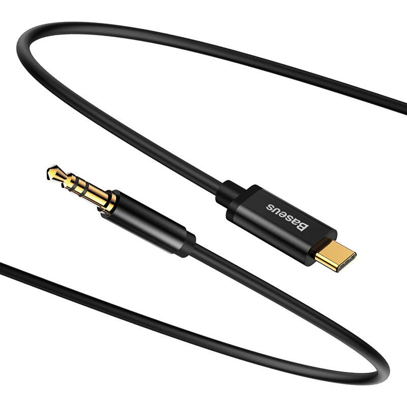 Baseus Yiven audiokabel USB-C naar minijack 3,5 mm, 1,2 m (zwart)