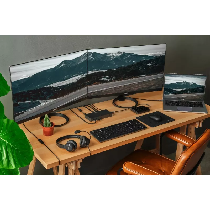 Acer AHW154 GP.HDS11.02D bedrade kantoorheadset, stereo, jackaansluiting, ingebouwde flexibele microfoon, zwart