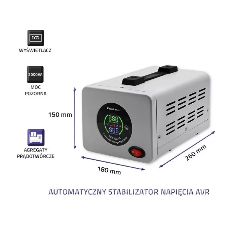 Qoltec 50724 automatische spanningsstabilisator AVR 2000VA