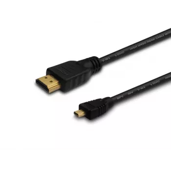 HDMI-kabel SAVIO CL-39 1 m — Type-A (stekker) naar Type-D Micro (stekker), HDMI 1.4, 4096x2160, ARC, Ethernet, vergulde contacten, zwart