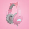 FR-TEC Tanooki hoofdtelefoon bedraad hoofdbeugel gaming grijs - roze (FT2021)