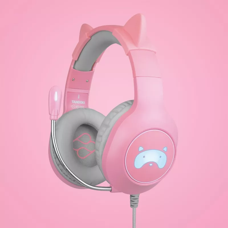FR-TEC Tanooki hoofdtelefoon bedraad hoofdbeugel gaming grijs - roze (FT2021)