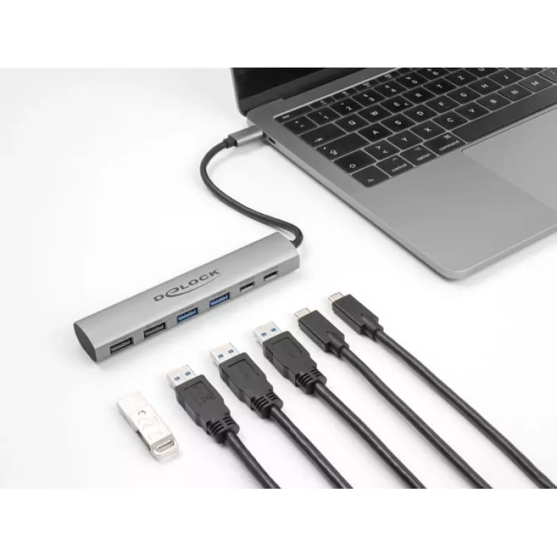 DeLOCK 64232 laptop-dock bedraad USB 3.2 Gen 1 Type-A Type-C grijs