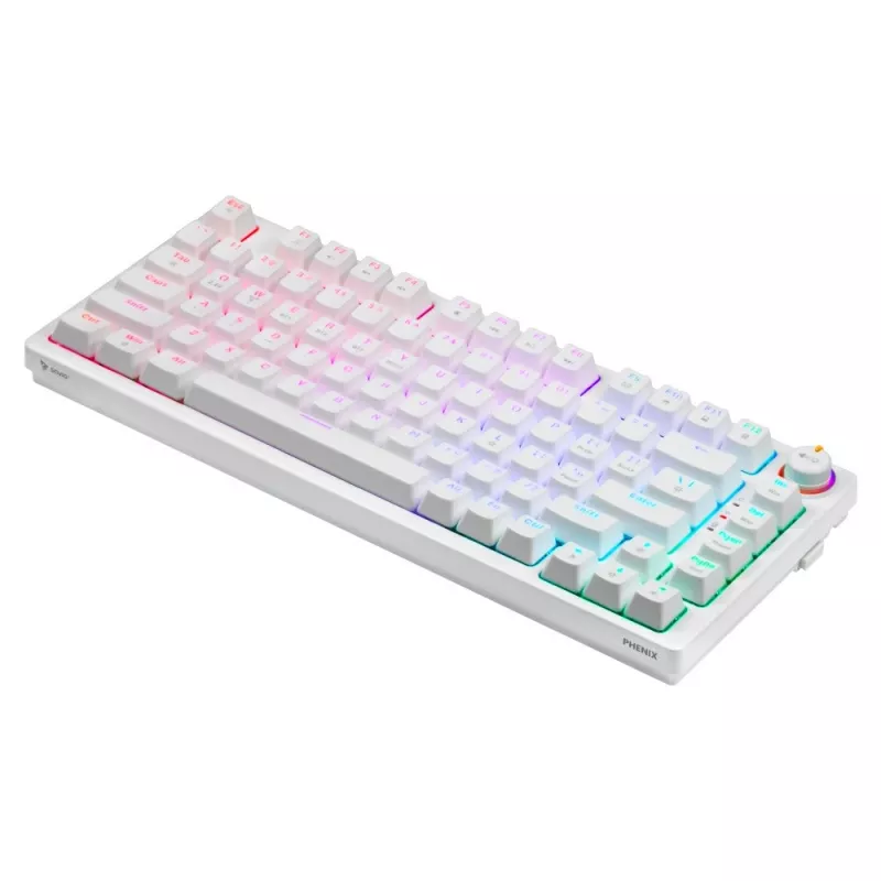 SAVIO PHENIX WHITE draadloos mechanisch toetsenbord, Gateron Red Pro, ABS