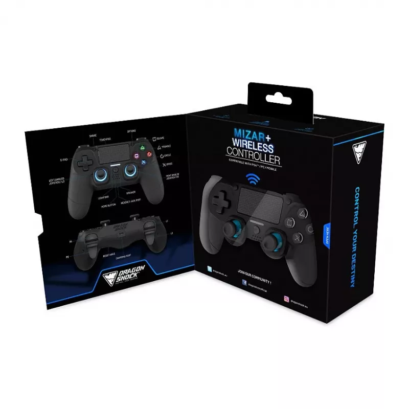 Dragonshock controller Mizar+ draadloos zwart PS4/PC