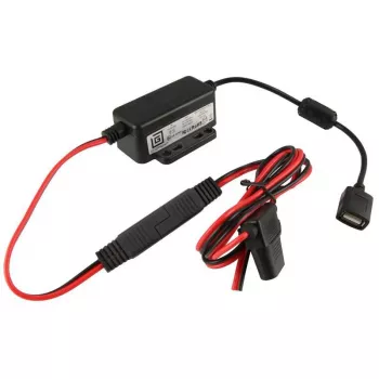 Oplader voor mobiele apparaten RAM Mounts RAM-GDS-CHARGE-V7B1U — USB-oplader voor binnen, 10–30 V ingang, 9 V max. uitgang, 2,5 A, 1,2 m kabel, zwart/rood