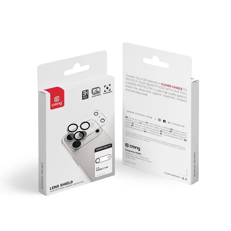 Crong cameraglas en objectiefbeschermglas voor iPhone Air model CRGLSIP1766A