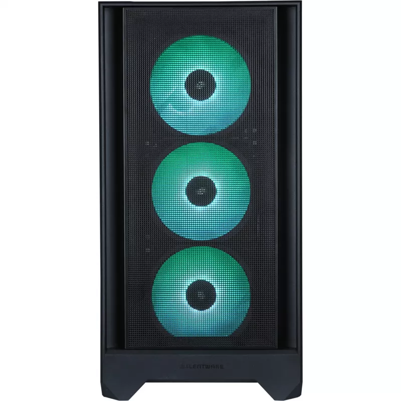 PC-behuizing Silentware Flow 110 A-RGB zwart — mid-tower behuizing, zijpaneel van gehard glas