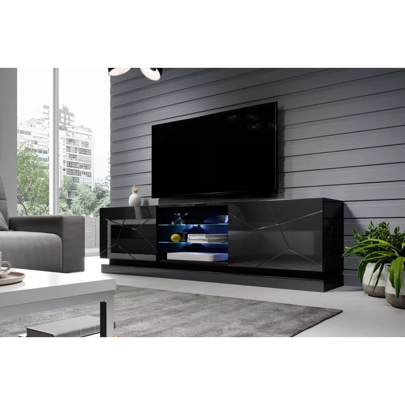 Cama TV-kast QIU 200 MDF zwart glanzend/zwart glanzend