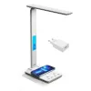 Media-Tech MT222 Leditou led-bureaulamp met 15 W Qi draadloze oplader, klok, wekker, thermometer, wit