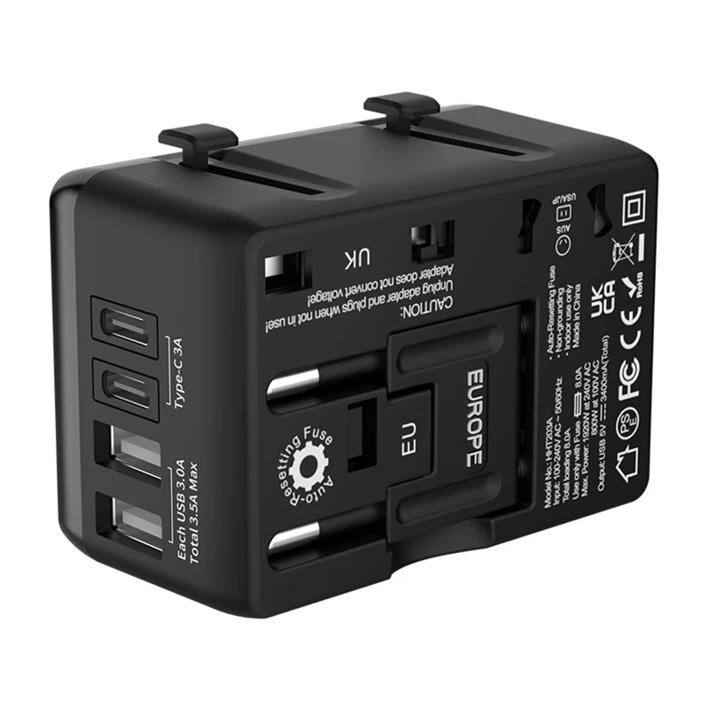 Reisadapter BlitzWolf BW-TA1 4-in-1 met 2× USB PD 20W aansluitingen