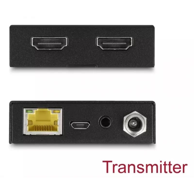 AV-zender- en ontvangerset DELOCK 65955 — Cat6/Cat6a HDMI-extender, tot 3840×2160, bekabeld, Micro-USB-B voeding