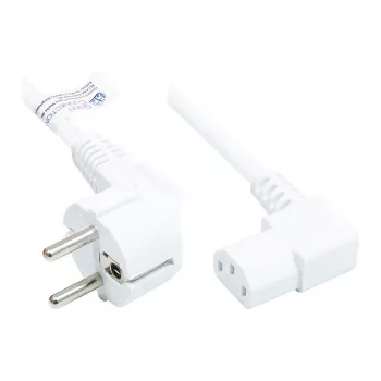 Netkabel Schutzkontakt-stekker type E+F (CEE 7/7, haaks) naar C13 (rechts haaks), wit, 1,00 mm², 3 m, Good Connections® (P0131-W030)