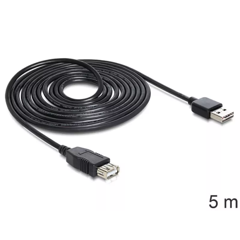 USB-kabel DeLOCK EASY-USB 2.0-A 5m zwart