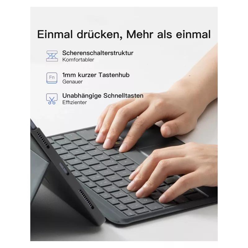 inateck toetsenbord iPad 11 iPad 10e gen. kom. QWERTZ grijs