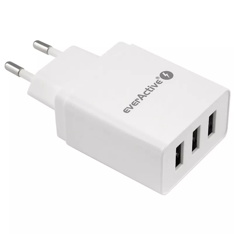 everActive SC-300 telefoonlader 3x USB 3,4A, wit