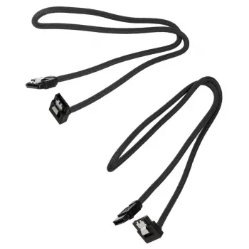 Corsair CC-8900282 Premium gesleeved SATA-kabel, gehoekt, 60 cm, zwart, verpakking van 2