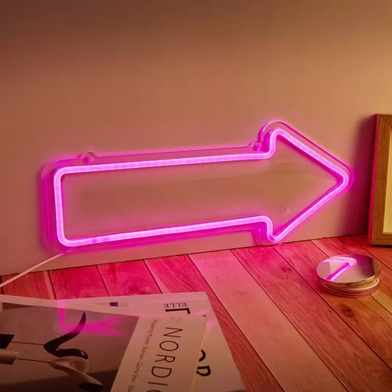 Neonlicht pijl wandlamp MANTA SNL107PK – roze decoratief LED-pijlbord