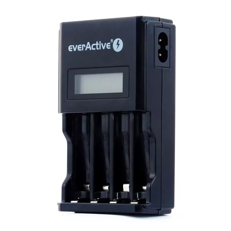 Accuoplader everActive NC450B — 4-cellen AAA-oplader, 110/230V AC, zwart