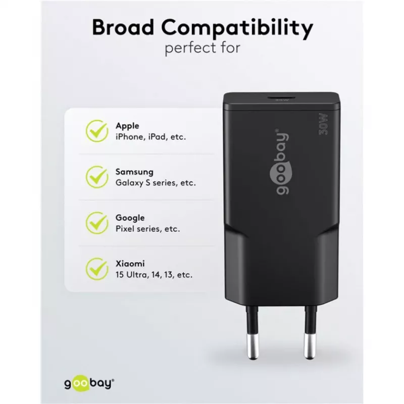Goobay USB-C™ PD GaN snellader slank (30 W) zwart