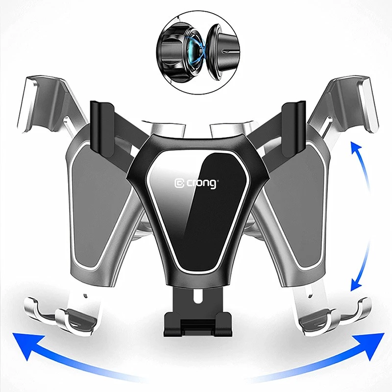Autohouder Crong CRG-CH4-BLK voor smartphones — verstelbaar compact ontwerp