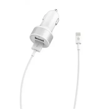 Auto-oplader Devia Smart Series Dual USB 2,4A met geïntegreerde Lightning-kabel