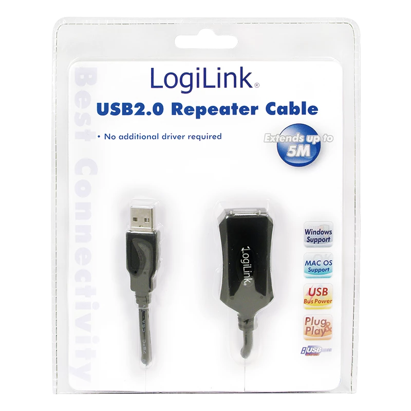 LogiLink USB 2.0 repeater-kabel - 5,0 m USB-kabel 5 m USB-A