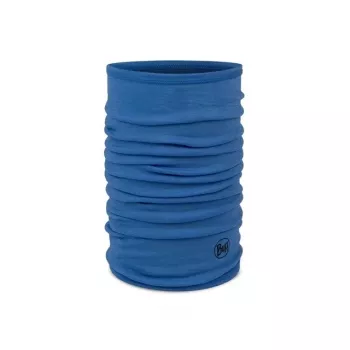 Buff Merino Lightweight Jr Solid merinowollen halswarmer voor kinderen, blauw